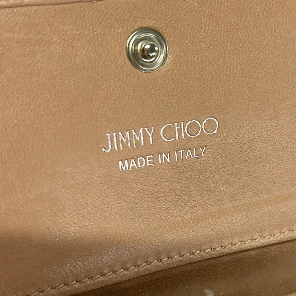 Jimmy Choo Nero Business Card Holder Beige Silver